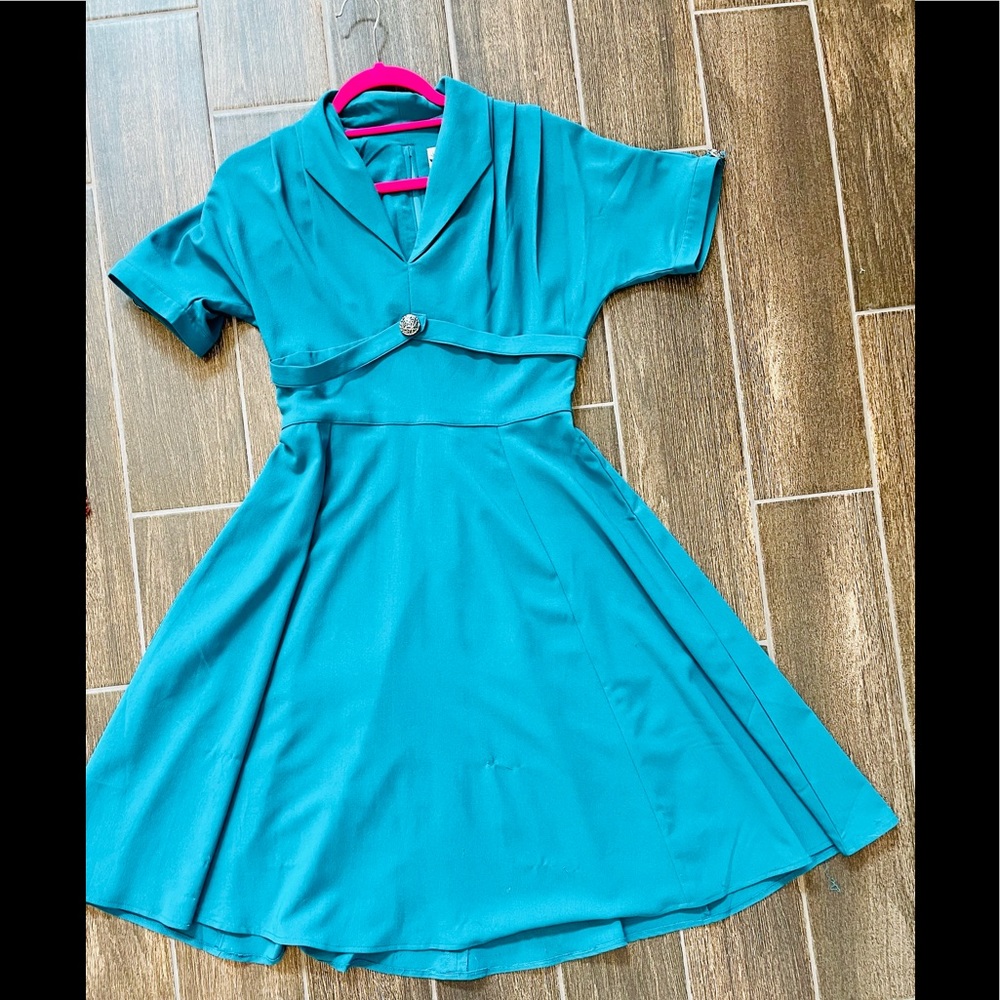 Hell Bunny Vintage Blue House Dress